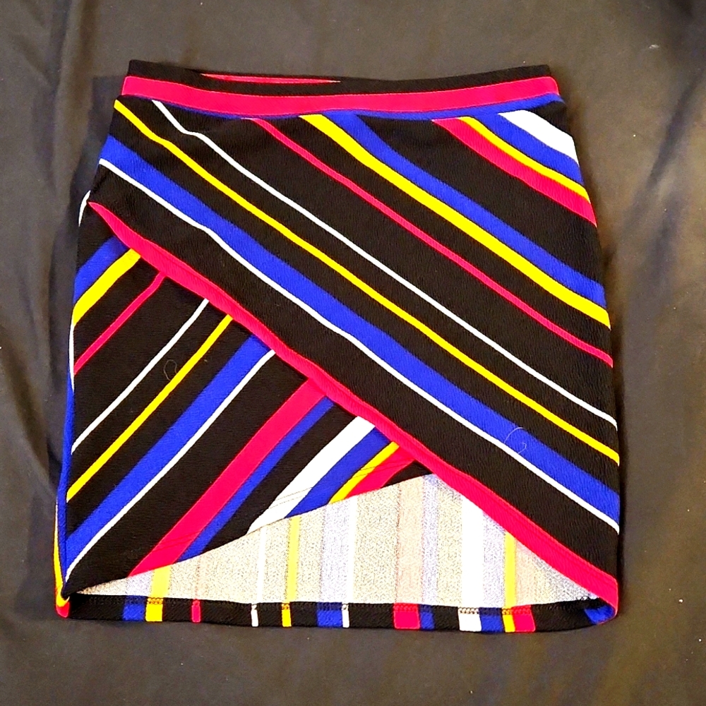 Black Stripe Fitted Mini Skirt